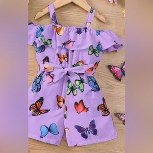 SHEIN Purple Butterfly Print Kids Romper – Size 7 (Girls)